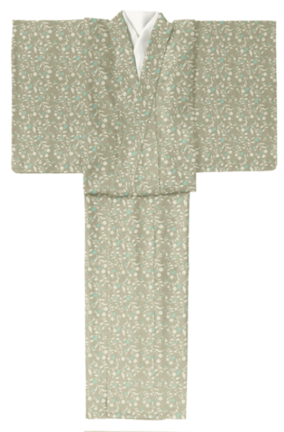 袷着物（ハナの森（表：グレー　八掛：葡萄鼠））　SAK-RMK161010b