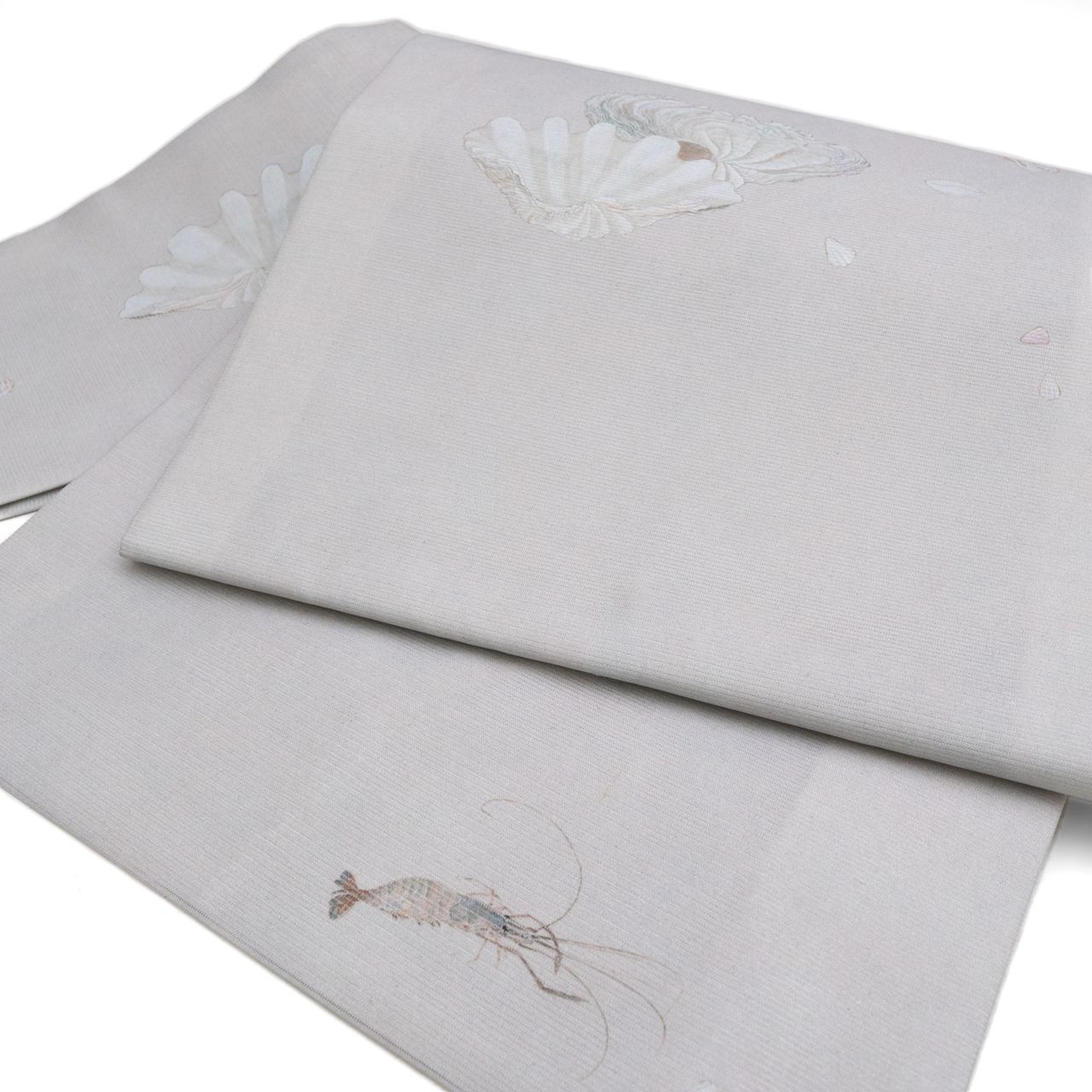 即納品 名古屋帯・絽（朝凪/薄灰）　sSAK-ONPR190402
