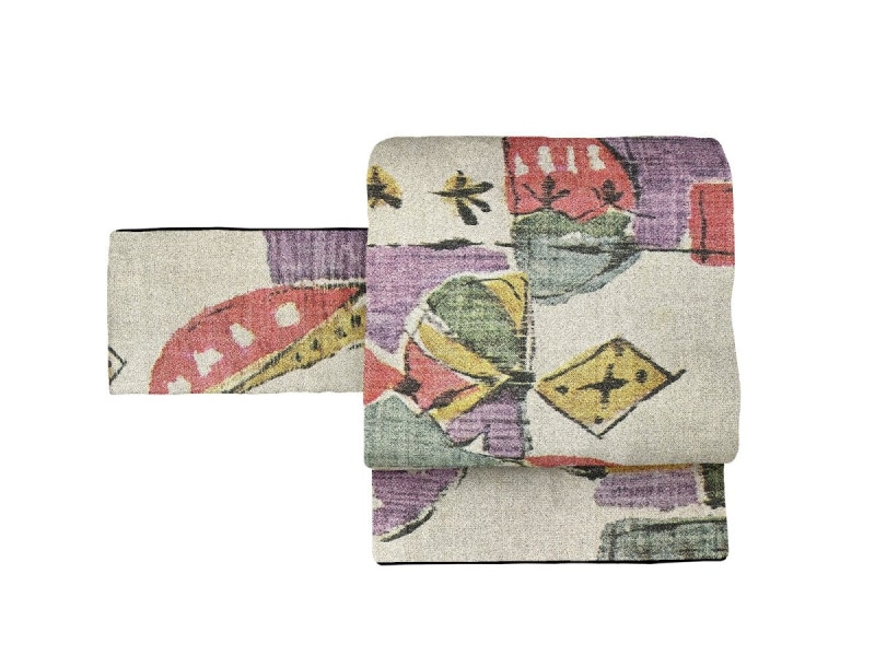 シルクレーヨン名古屋帯 雪輪（シルバー） SAK-ONSR161015b | さく研究