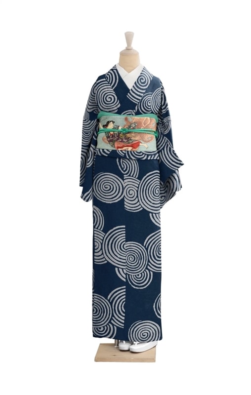 【和風館】セオアルファ　浴衣〈Sサイズ〉バラと水玉◆単衣着物としても◎ 2way-キモノ浴衣-20th復刻シリーズ・勿忘草（セオα・Mサイズ