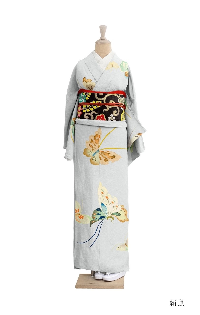 夏物 夏着物 希少柄 刺繍 蛾 黒地 素敵なデザイン 着物 U-7799 仮絵羽】正絹 総刺繍柄 訪問着（黒系） 0002-00703-W-T 正絹訪問