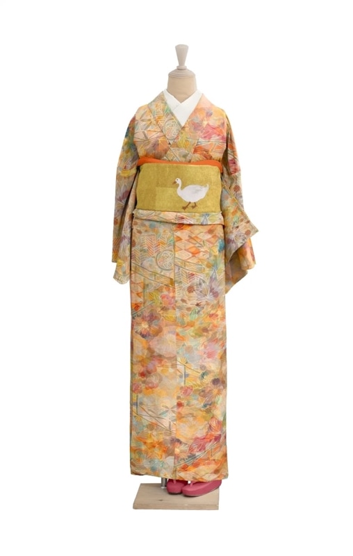 夏着物 絹芭蕉 菱形 井桁 素敵な絣柄 正絹 T-6621（着物