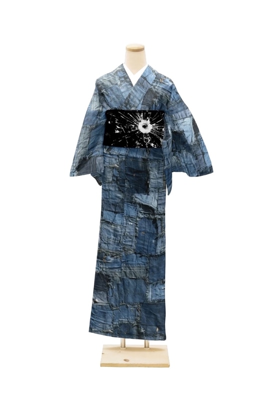 セオα夏着物・浴衣（ハチワレ猫（茄子紺）） SAK-SK42901b