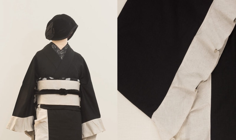 a*e様 ゴフクヤサンドットコム　さく研究所　片袖フリル着物 片袖フリル着物（バイカラー） SAK-KMKF20210518 | さく研究所