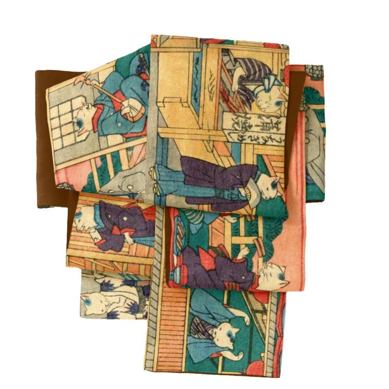 半幅帯（くつろぎ猫（黒）） SAK-HN40401a | さく研究所