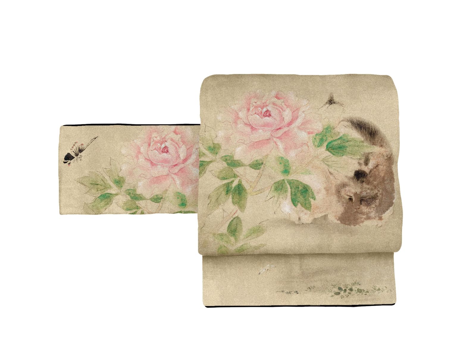O0782 美品 逸品 お洒落 綴れ織 猫 正絹 名古屋帯 正絹ちりめん染名古屋帯 猫 - メルカリ