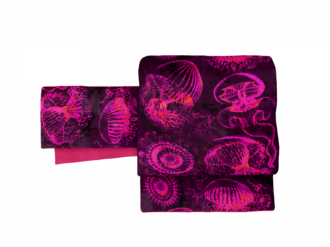 ゴフクヤサンドットコム　幾何学模様 半幅帯 ピンク 青 ゴフクヤサンドットコム 幾何学模様 半幅帯 ピンク 青 きもの