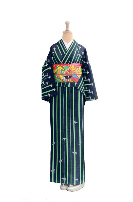 袷着物（ギンガムうさぎ・青） SAK-RMK1011a | さく研究所