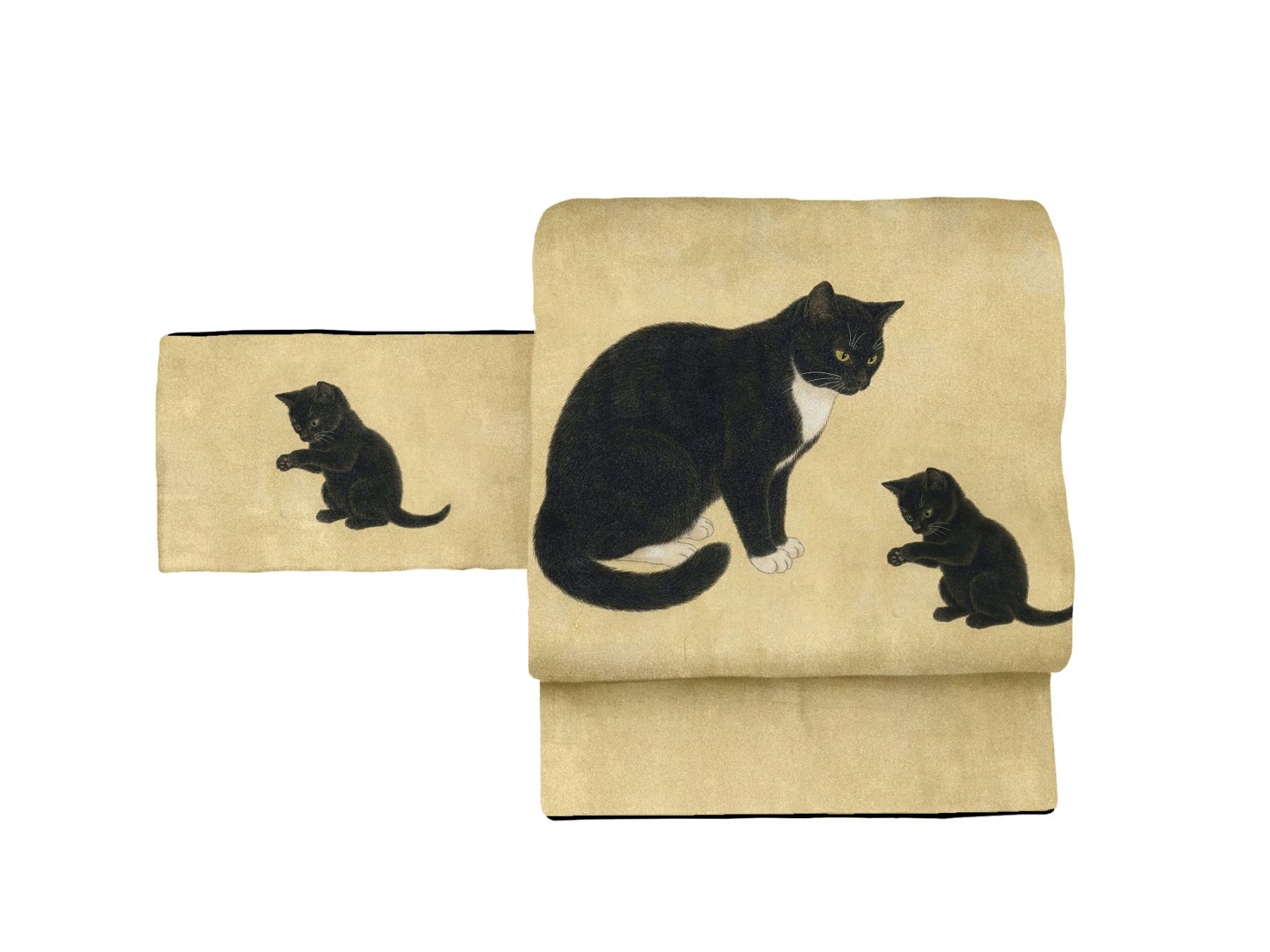 さく研究所　博多織　ハチワレ猫　名古屋帯　ゴフクヤサンドットコム 柄別,ねこ （科） | ゴフクヤサン・ドットコム