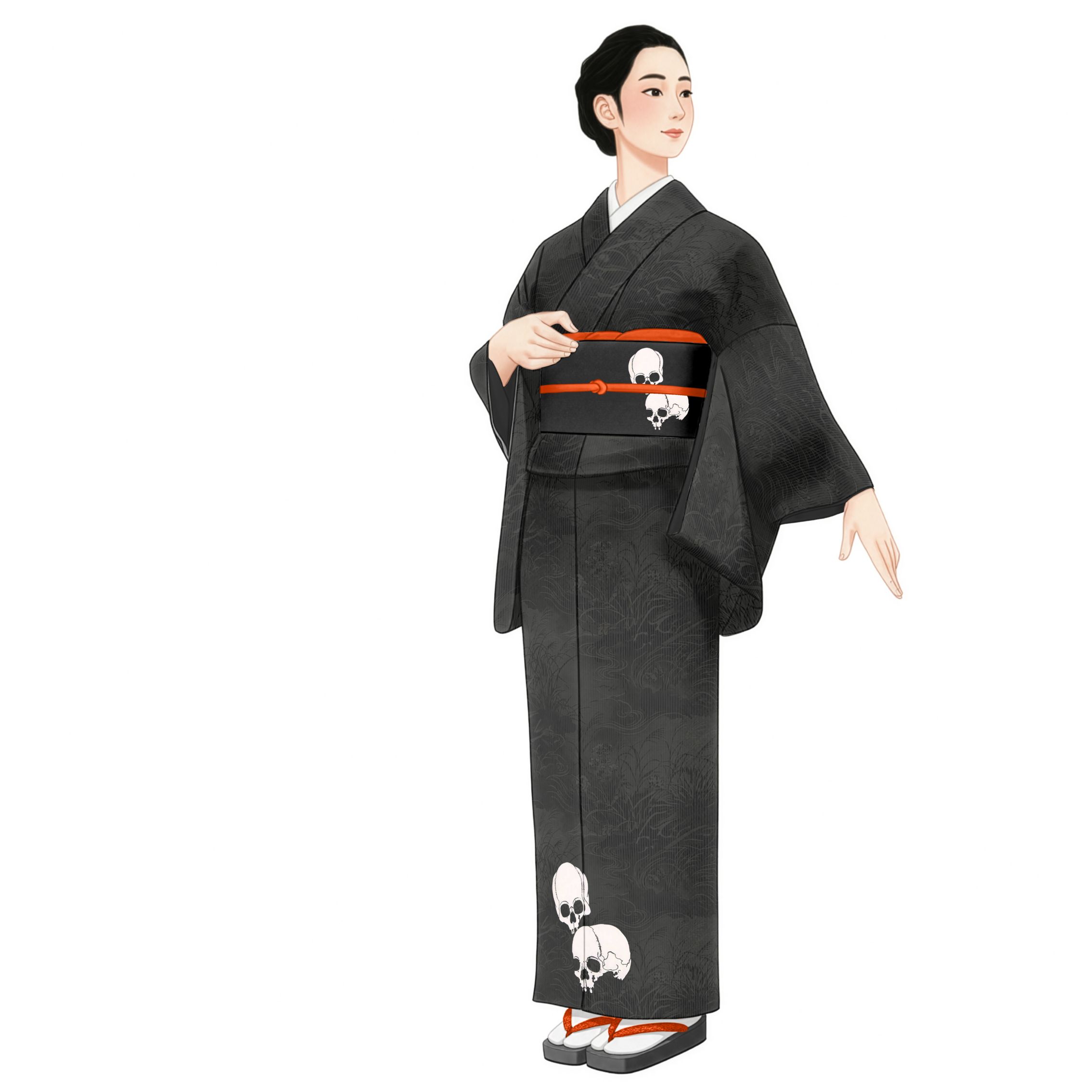 着物、帯 洗える着物 セット「袷着物：矢羽根に菊 瑠璃色＋京袋帯：競べ馬