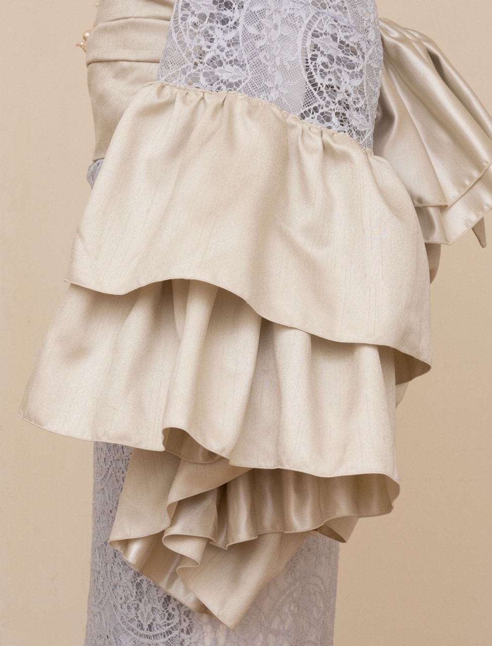 SAK-KMASF20240724  アシメフリル着物（レース・ブルーグレー）