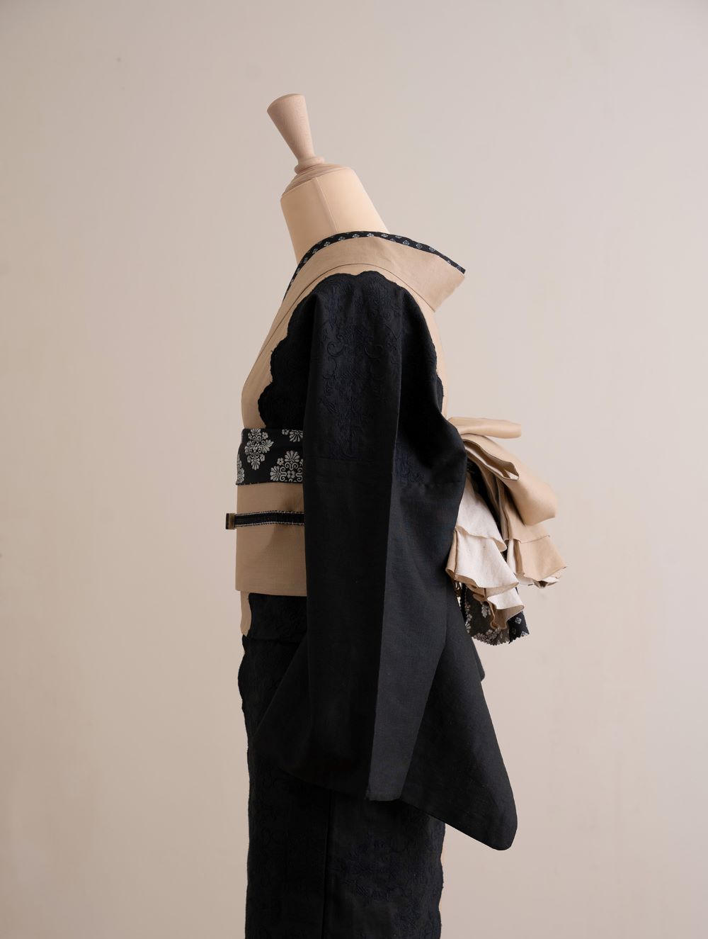 即納品 さく研究所 半幅帯 フリル(ブラウン×アイボリー) sSAK-HNOF200529