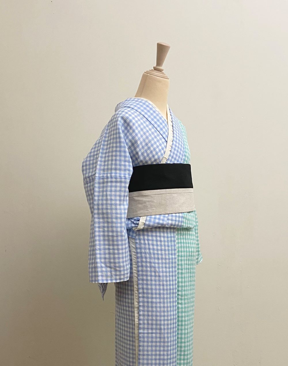 半幅帯　タック（アイボリー×ブラック）　SAK-HNOT200532　即納品