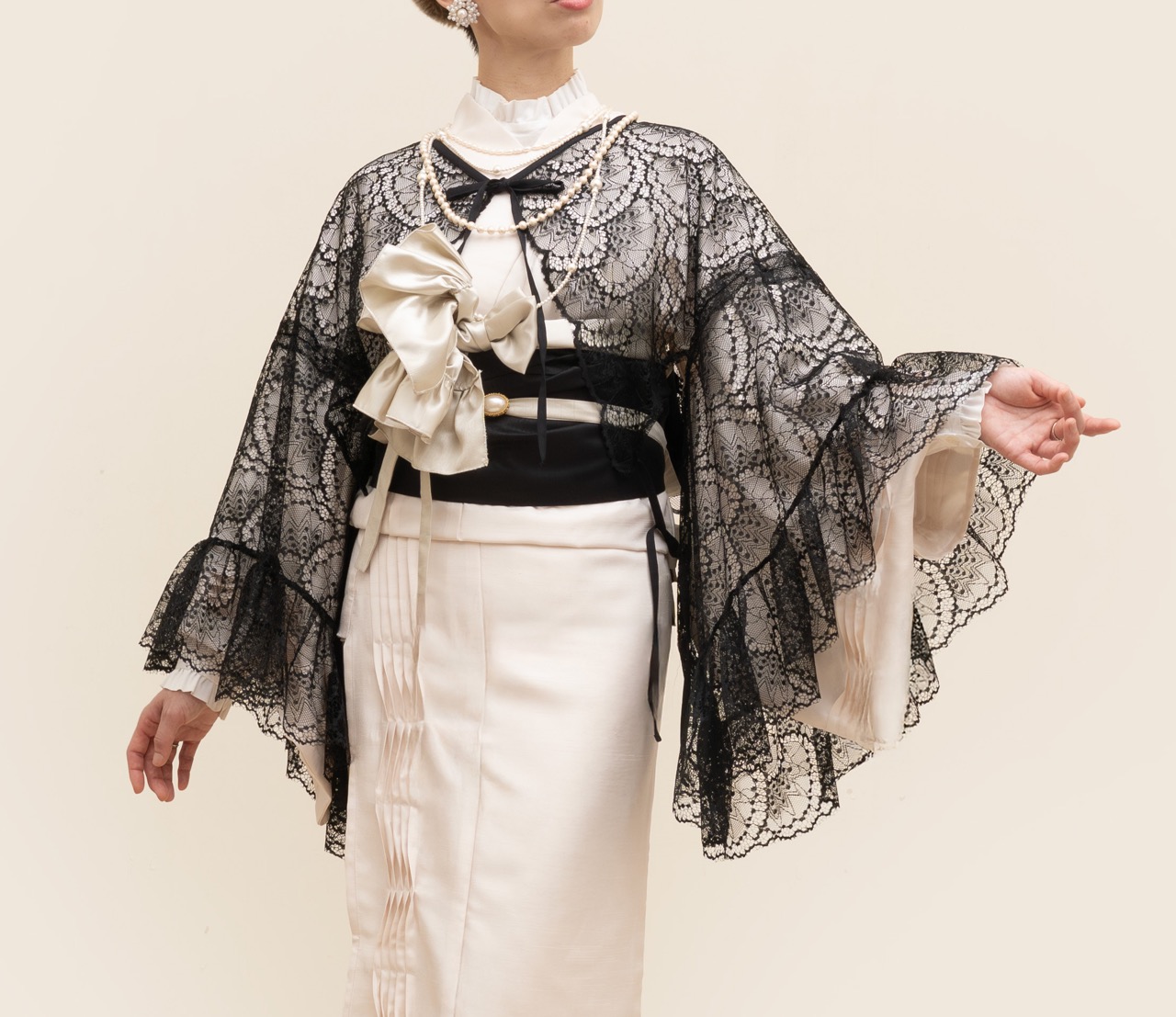 SAK-LHBO251110　レース羽織ボレロ（ブラック）
