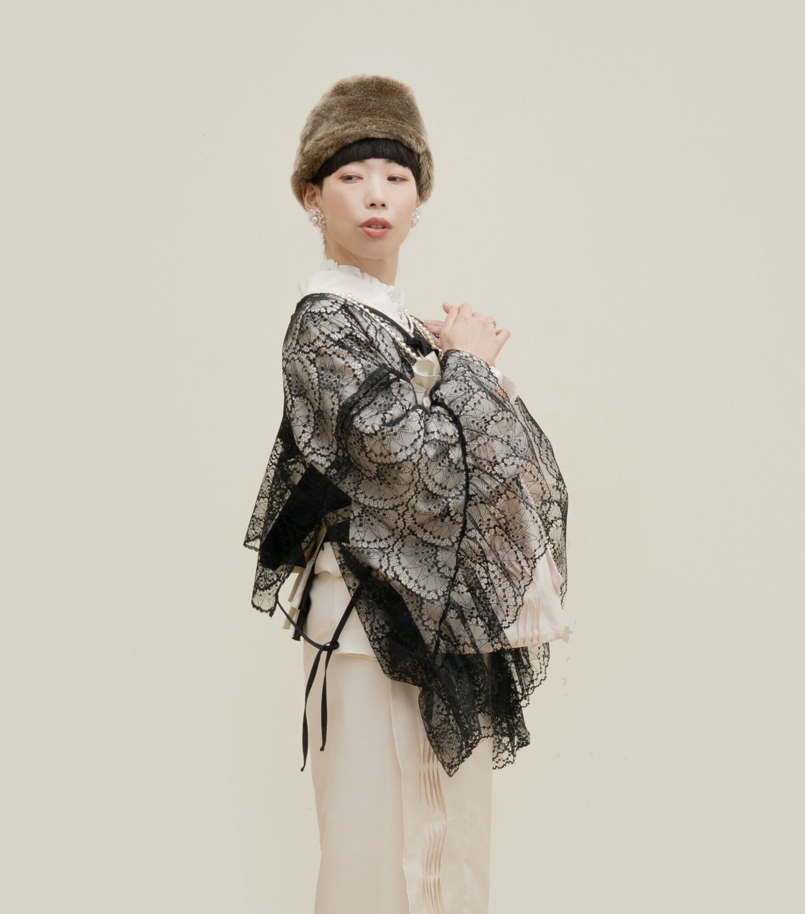 SAK-LHBO251110　レース羽織ボレロ（ブラック）