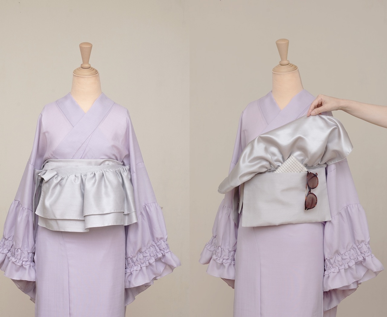 帯リメイク　蓋つきポシェット<シルバー> 帯リメイク 蓋つきポシェット<シルバー> ショルダーバッグ 着物