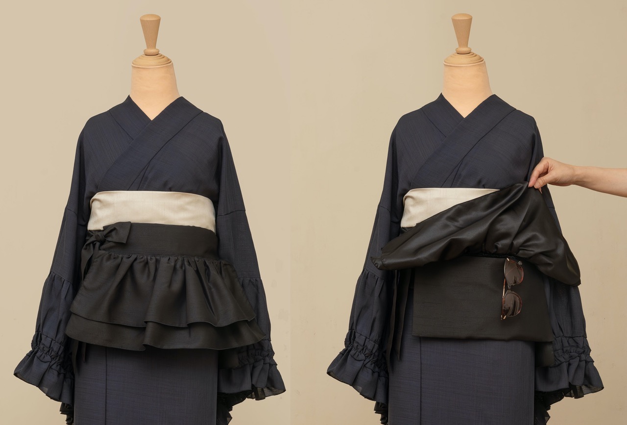 フリル帯ポシェット（ブラック）SAK-FOP250731