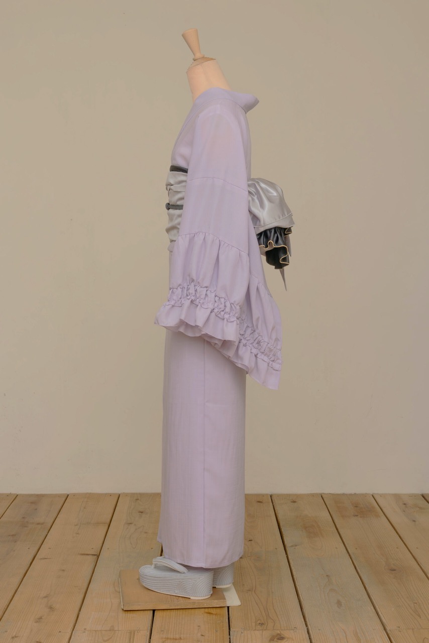 シャーリングフリル着物/カンパニュラ（薄紫）　SAK-KMSFC20250801