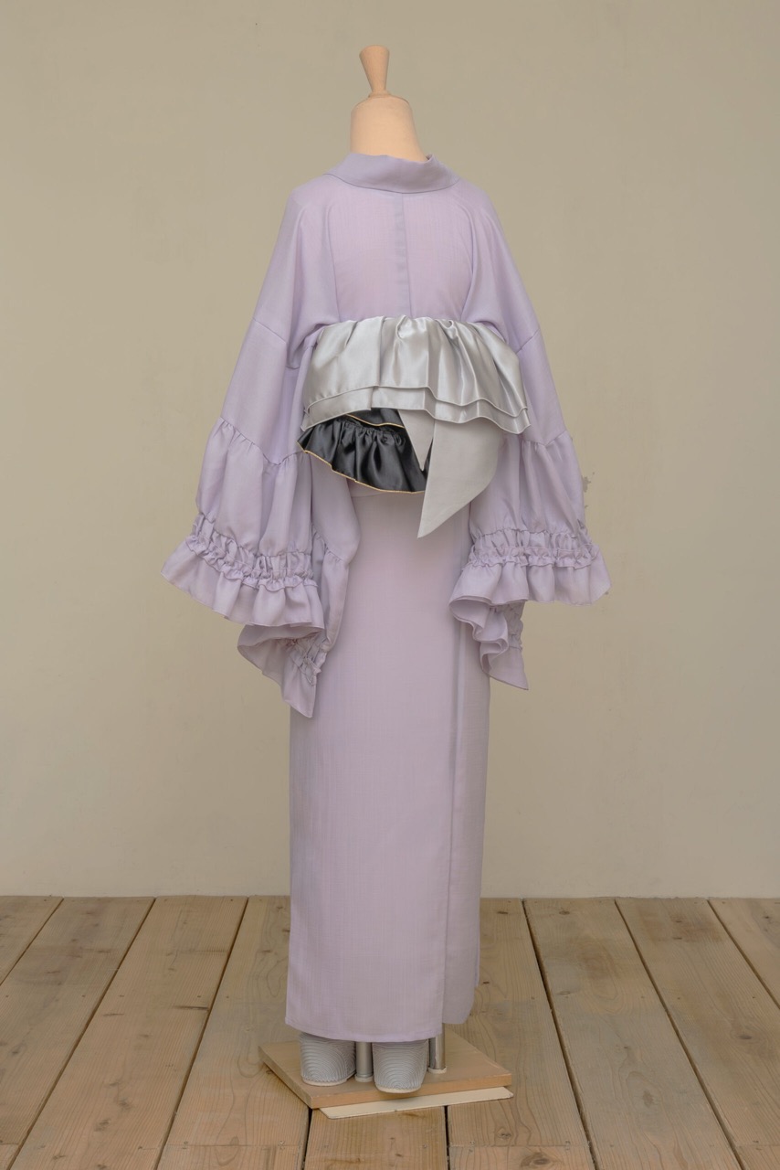 シャーリングフリル着物/カンパニュラ（薄紫）　SAK-KMSFC20250801