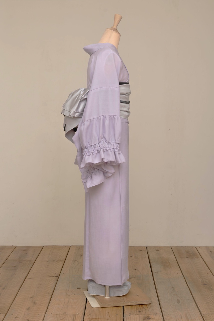 シャーリングフリル着物/カンパニュラ（薄紫）　SAK-KMSFC20250801