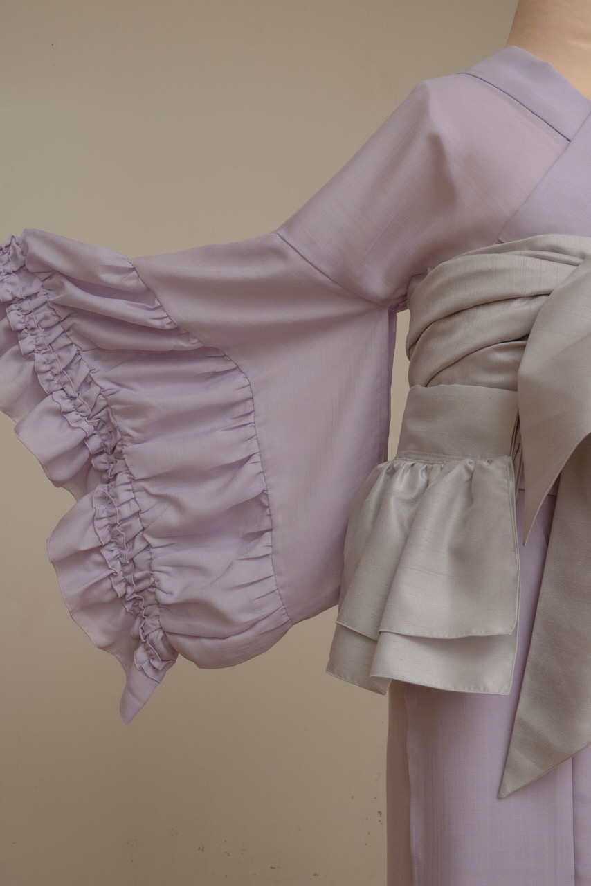 シャーリングフリル着物/カンパニュラ（薄紫）　SAK-KMSFC20250801