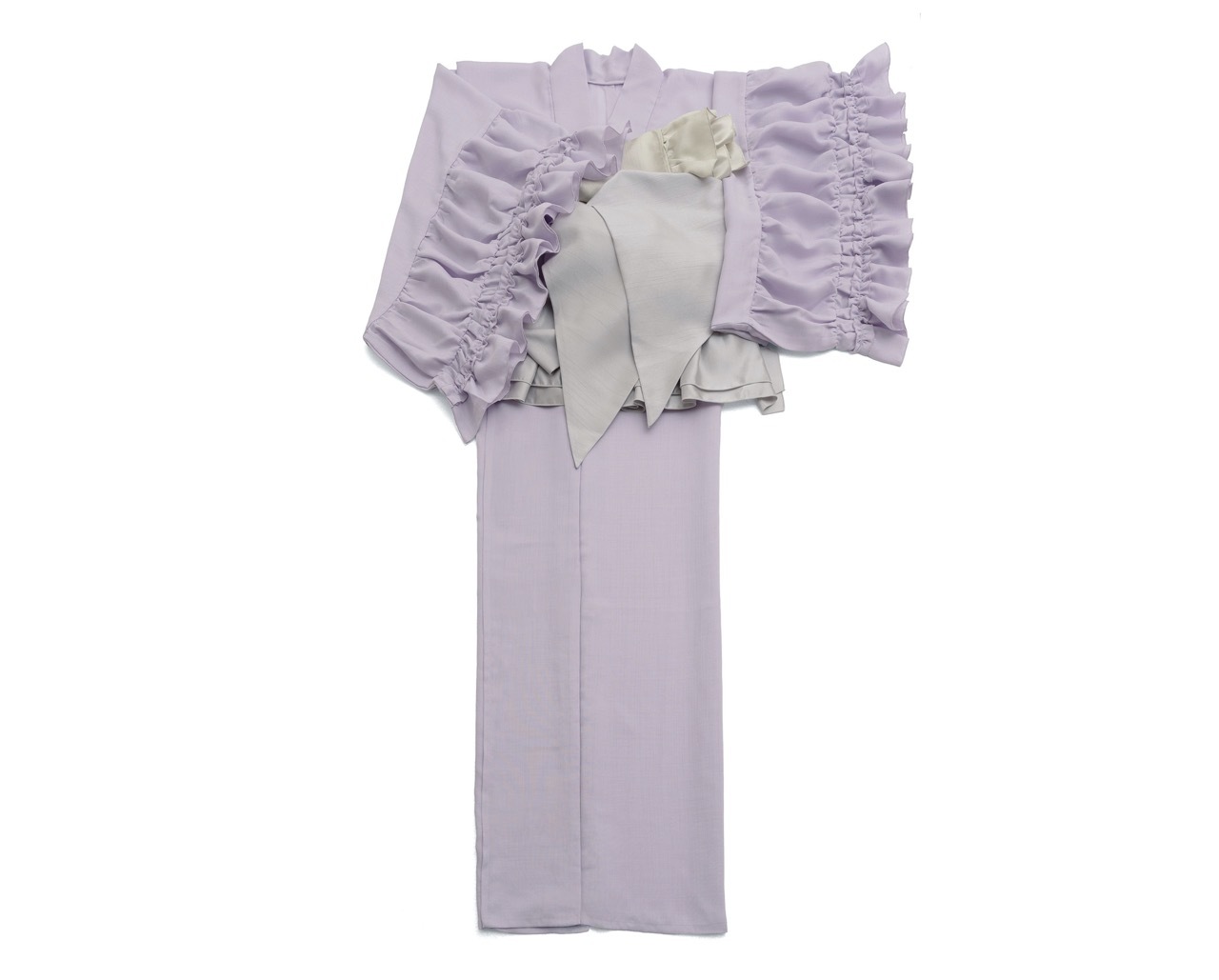シャーリングフリル着物/カンパニュラ（薄紫）　SAK-KMSFC20250801