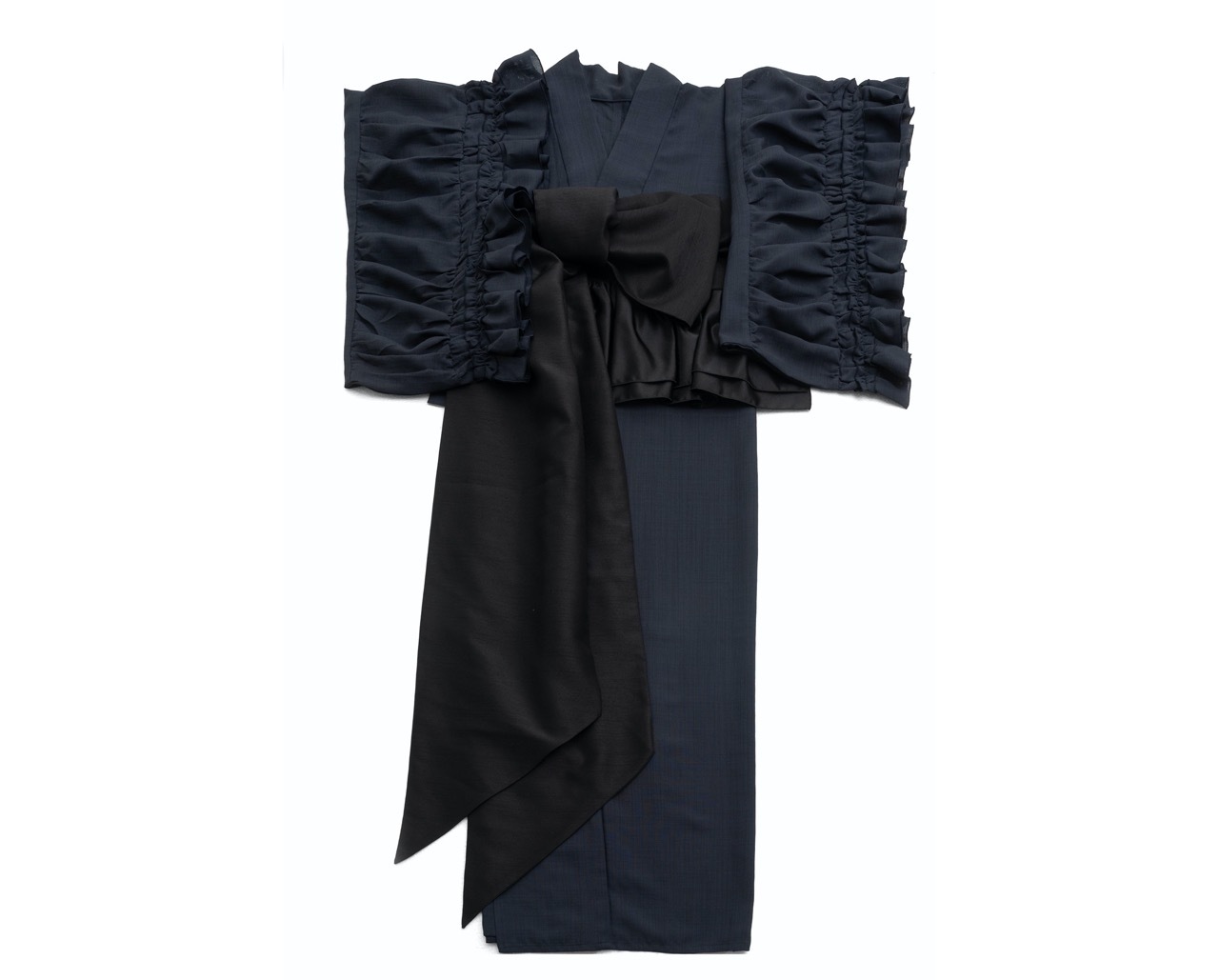 シャーリングフリル着物/カンパニュラ（紺）　SAK-KMSFC20250802