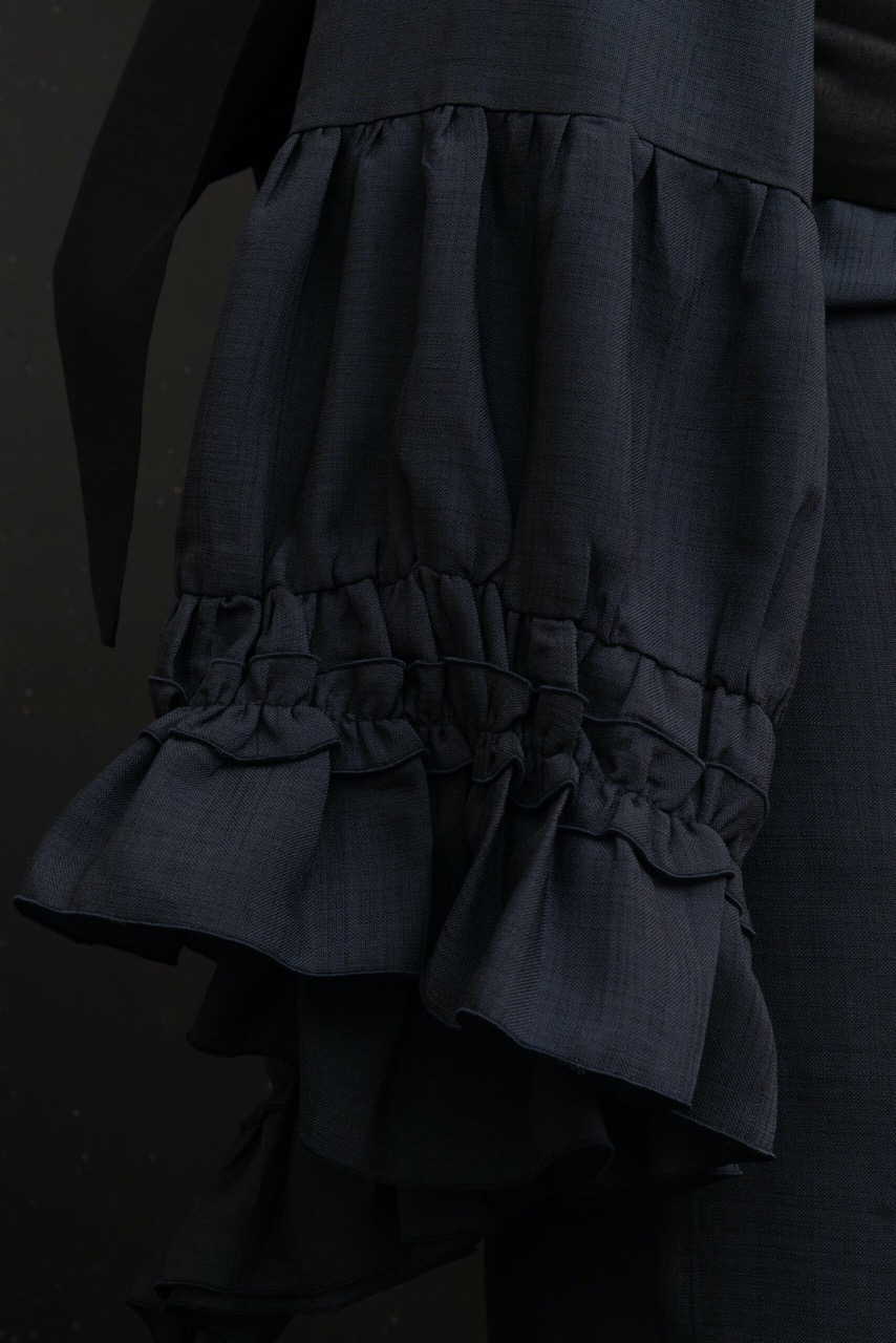 シャーリングフリル着物/カンパニュラ（紺）　SAK-KMSFC20250802
