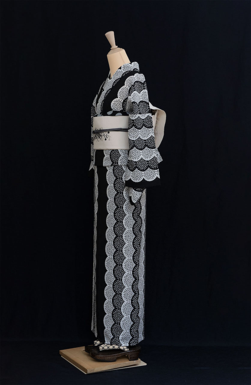 セオα夏着物・浴衣＜ラインレース（ブラック）＞　SAK-SK180413　