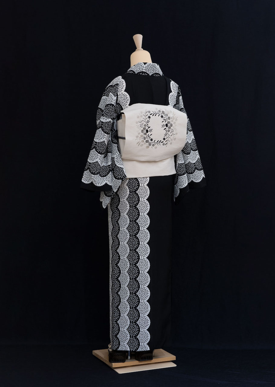 セオα夏着物・浴衣＜ラインレース（ブラック）＞　SAK-SK180413　