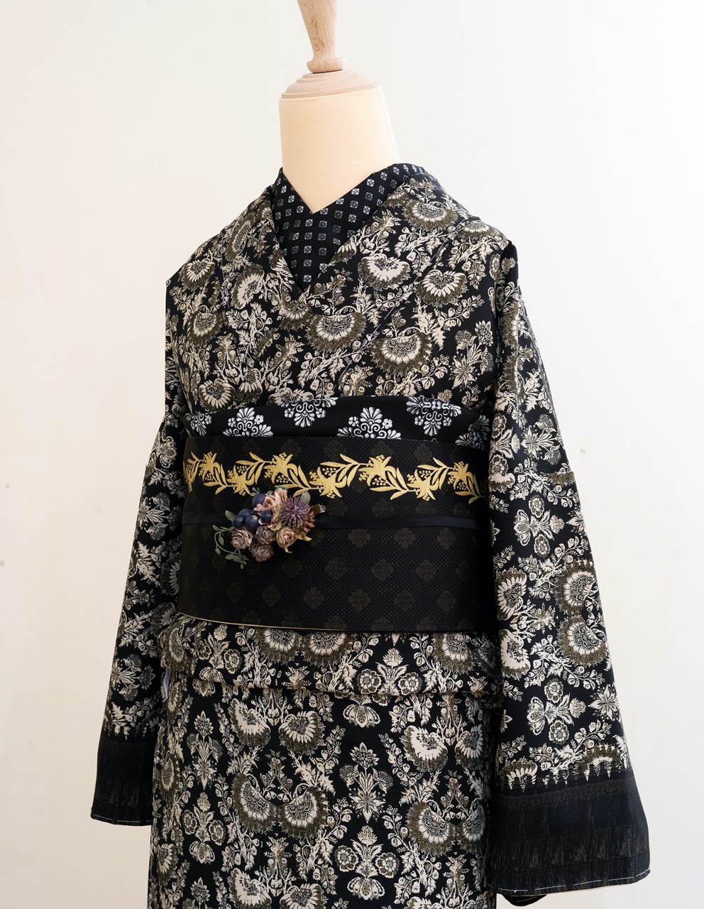 半衿　菱花（黒）　SAK-HE191022　