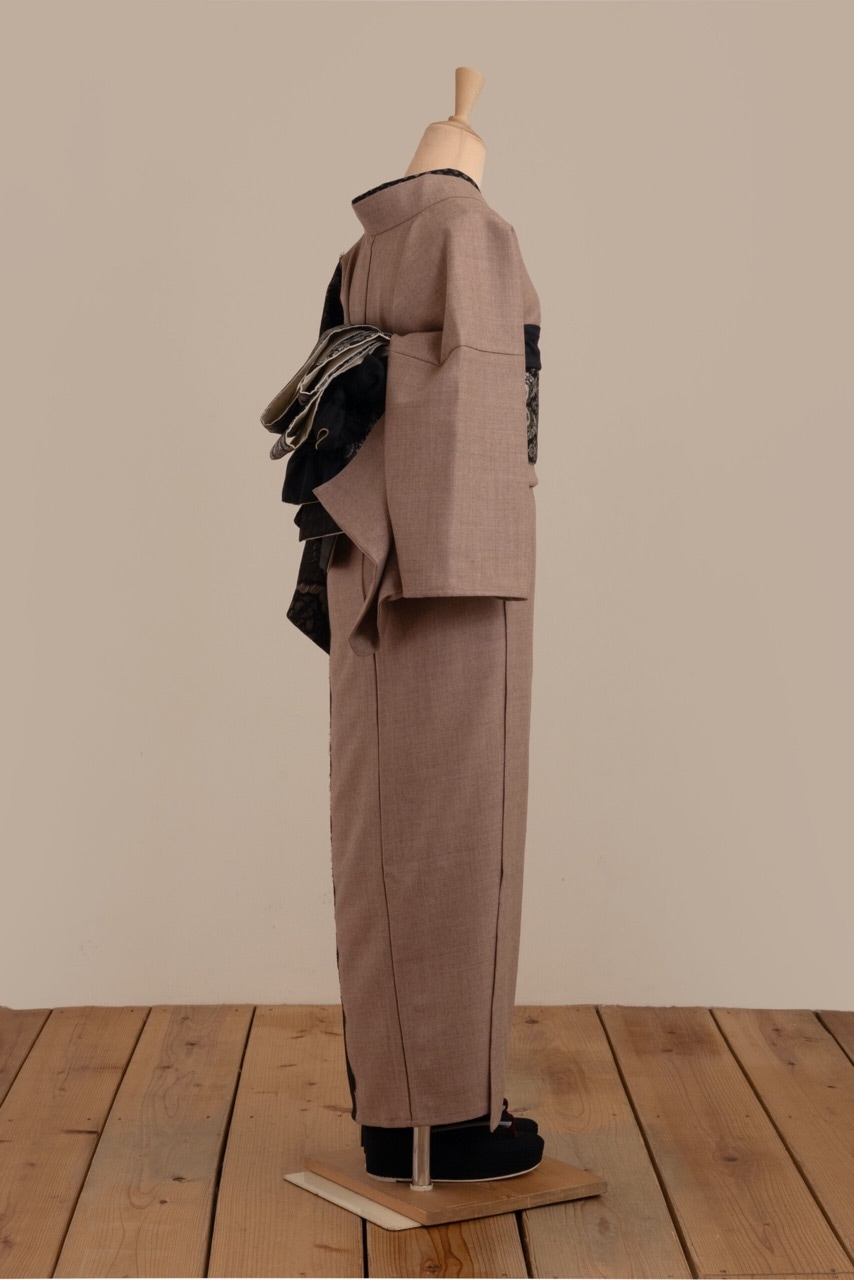 サイドレースウール着物(カフェモカ) SAK-KMSL20250122