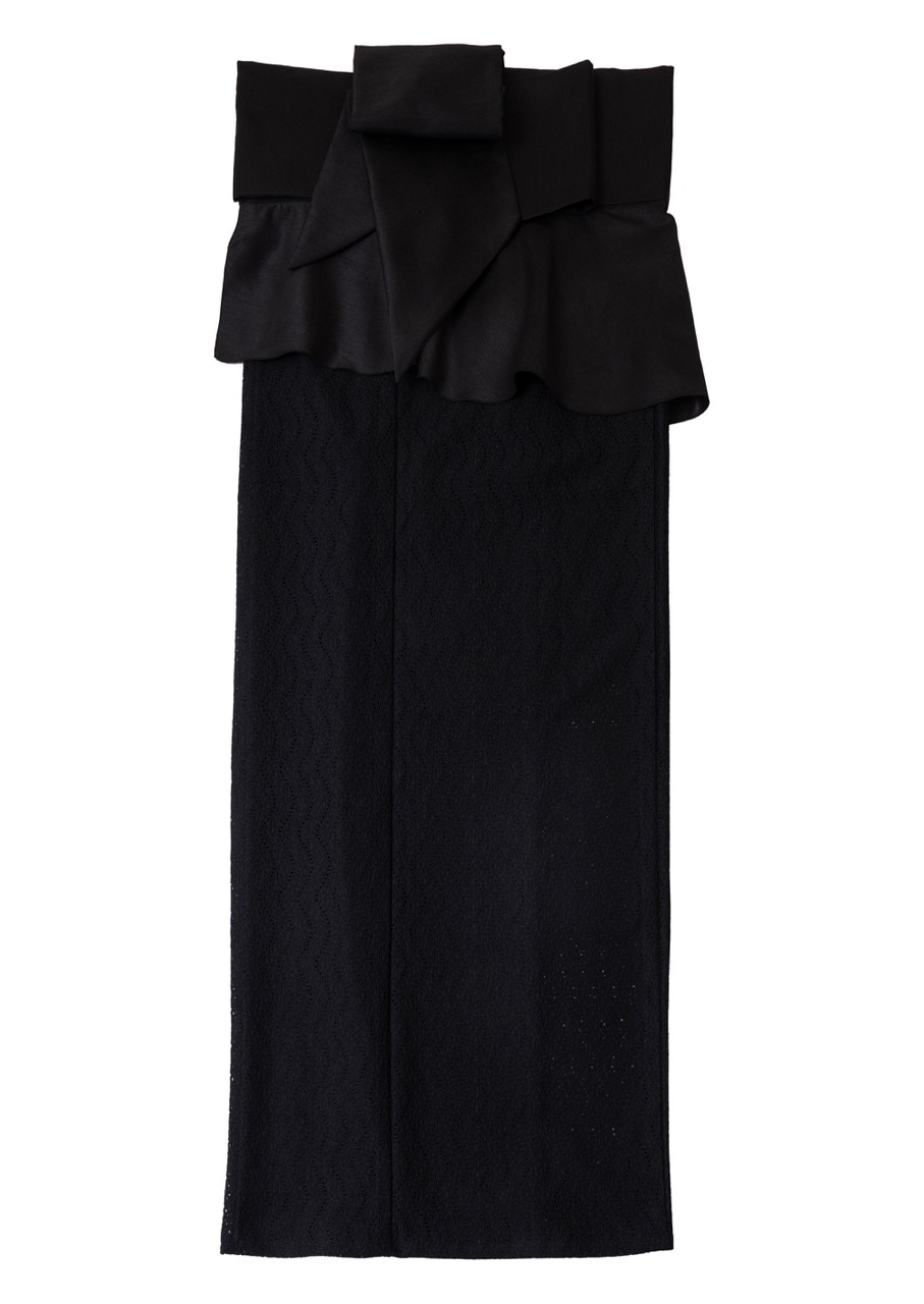 SAK-KMCFS20250611 クロス着物 フリルスカート(波レース・ブラック)