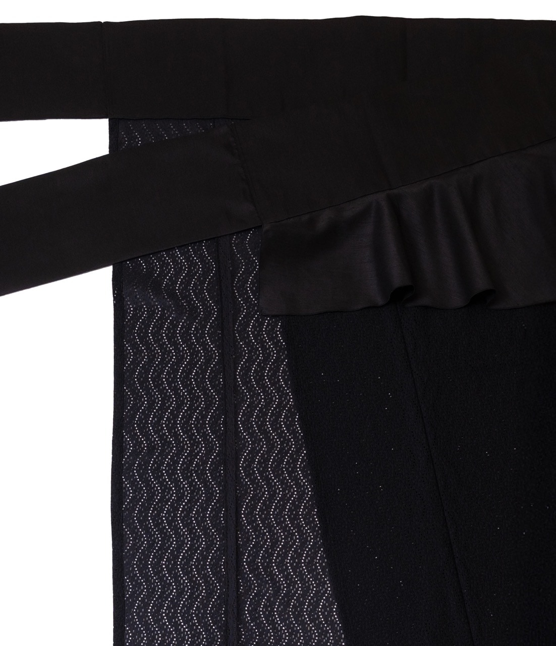 SAK-KMCFS20250611 クロス着物 フリルスカート(波レース・ブラック)