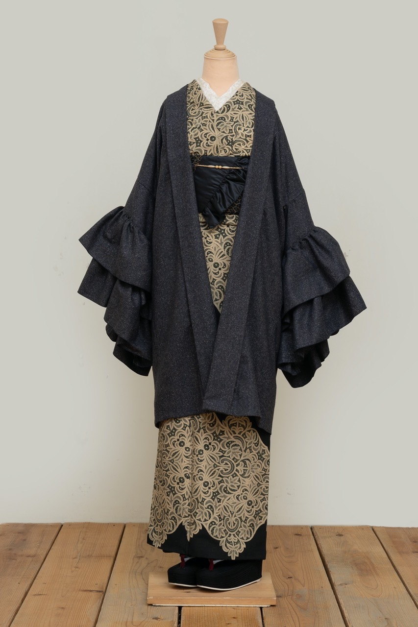 フリル羽織コート（ネップツイード・ネイビー）SAK-FHAC 20251223