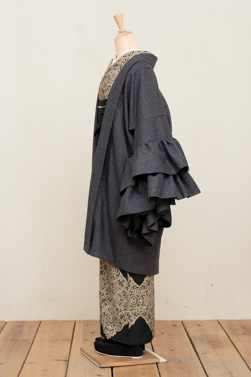フリル羽織コート（ネップツイード・ネイビー）SAK-FHAC 20251223