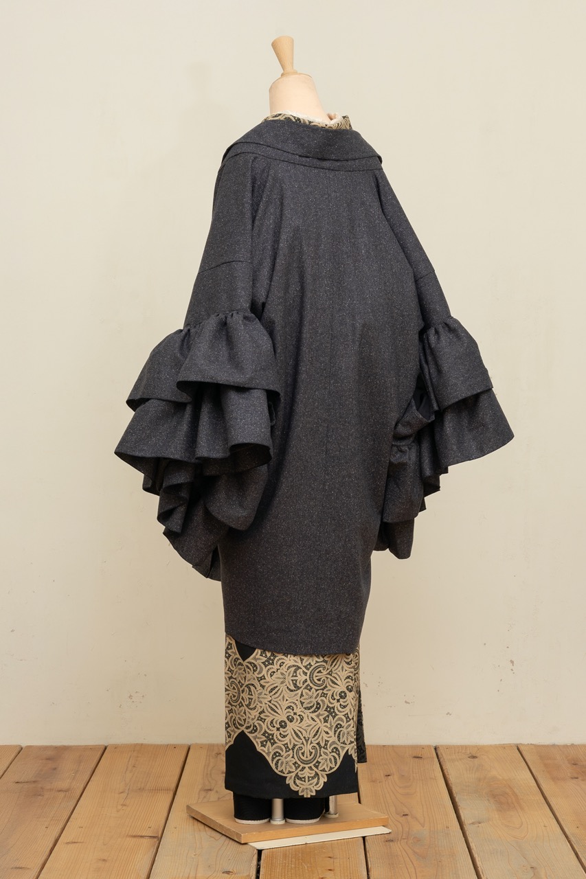フリル羽織コート（ネップツイード・ネイビー）SAK-FHAC 20251223