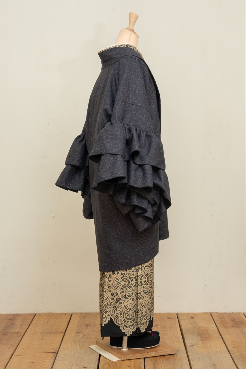 フリル羽織コート（ネップツイード・ネイビー）SAK-FHAC 20251223