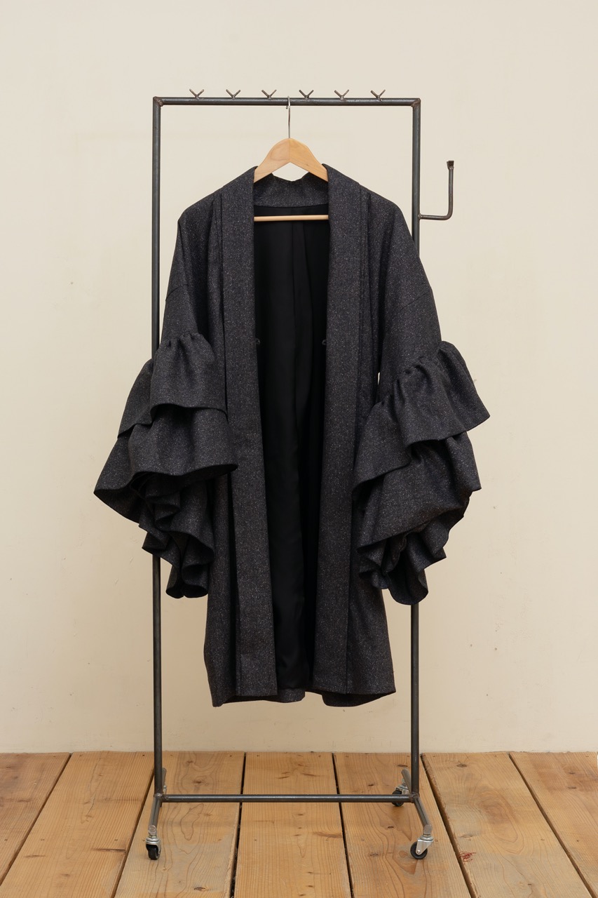 フリル羽織コート（ネップツイード・ネイビー）SAK-FHAC 20251223