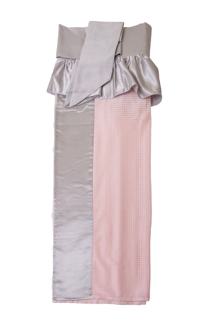 SAK-KMCFS20250612 クロス着物 フリルスカート(ピンクチェック)