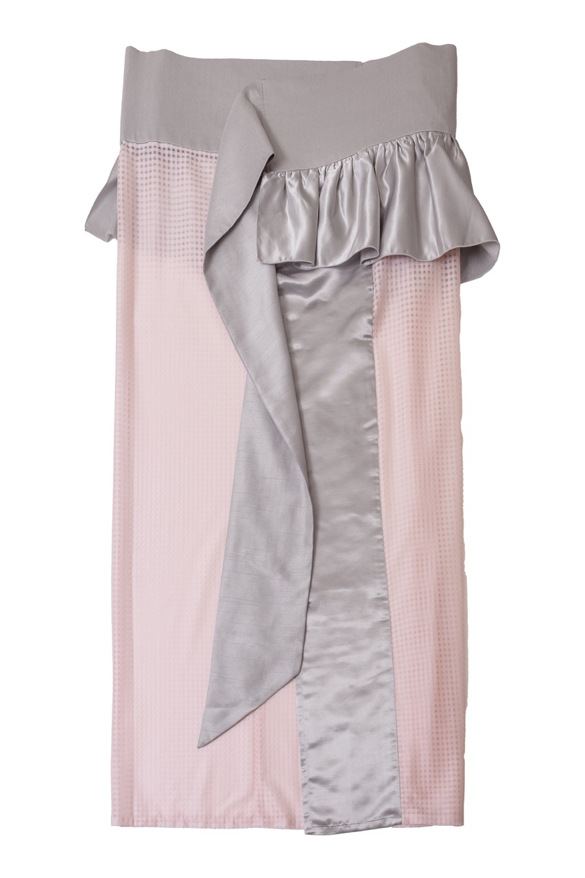 SAK-KMCFS20250612 クロス着物 フリルスカート(ピンクチェック)