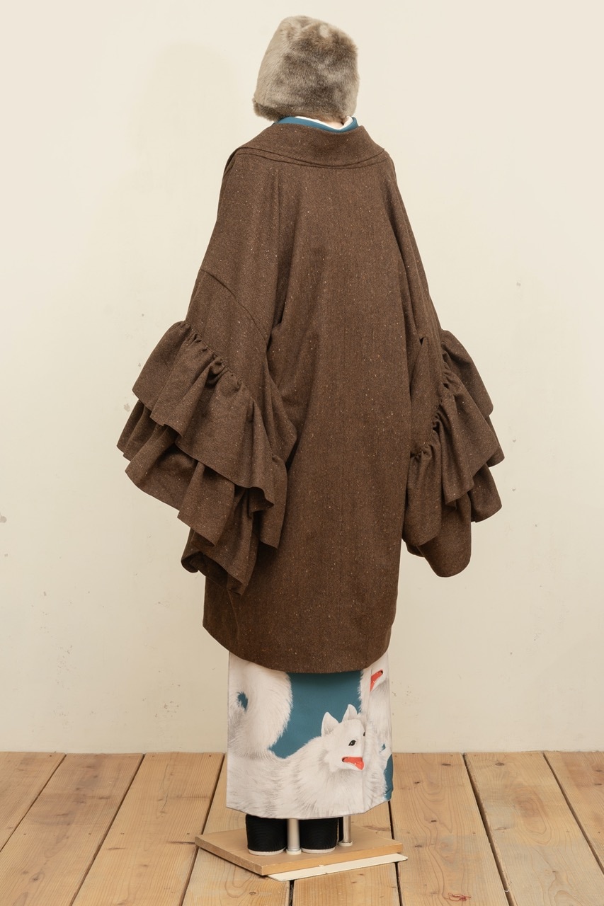 フリル羽織コート(ネップツイード・テラコッタ)SAK-FHAC 20251224