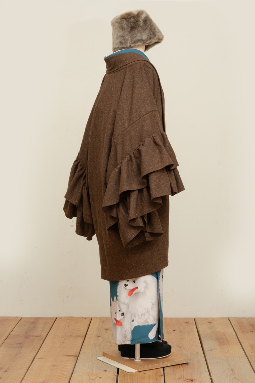 フリル羽織コート(ネップツイード・テラコッタ)SAK-FHAC 20251224