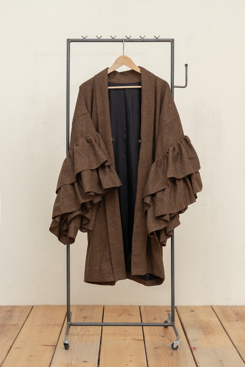 フリル羽織コート(ネップツイード・テラコッタ)SAK-FHAC 20251224
