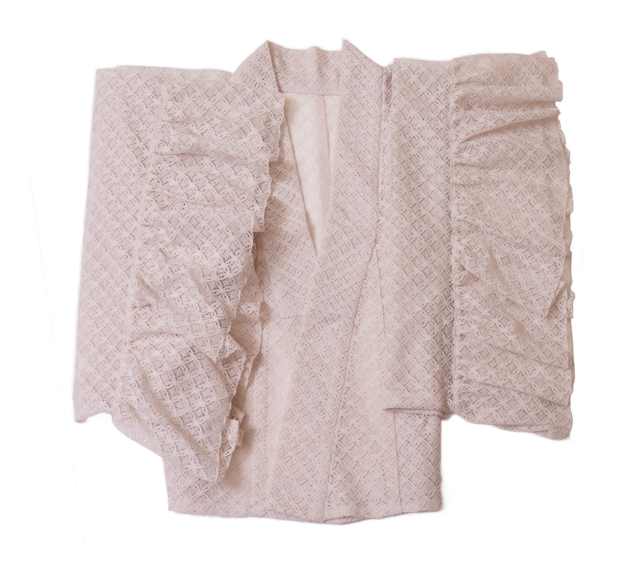 SAK-KMCFT20250613 クロス着物 フリルトップス(ラッセルレース・エクリュ)