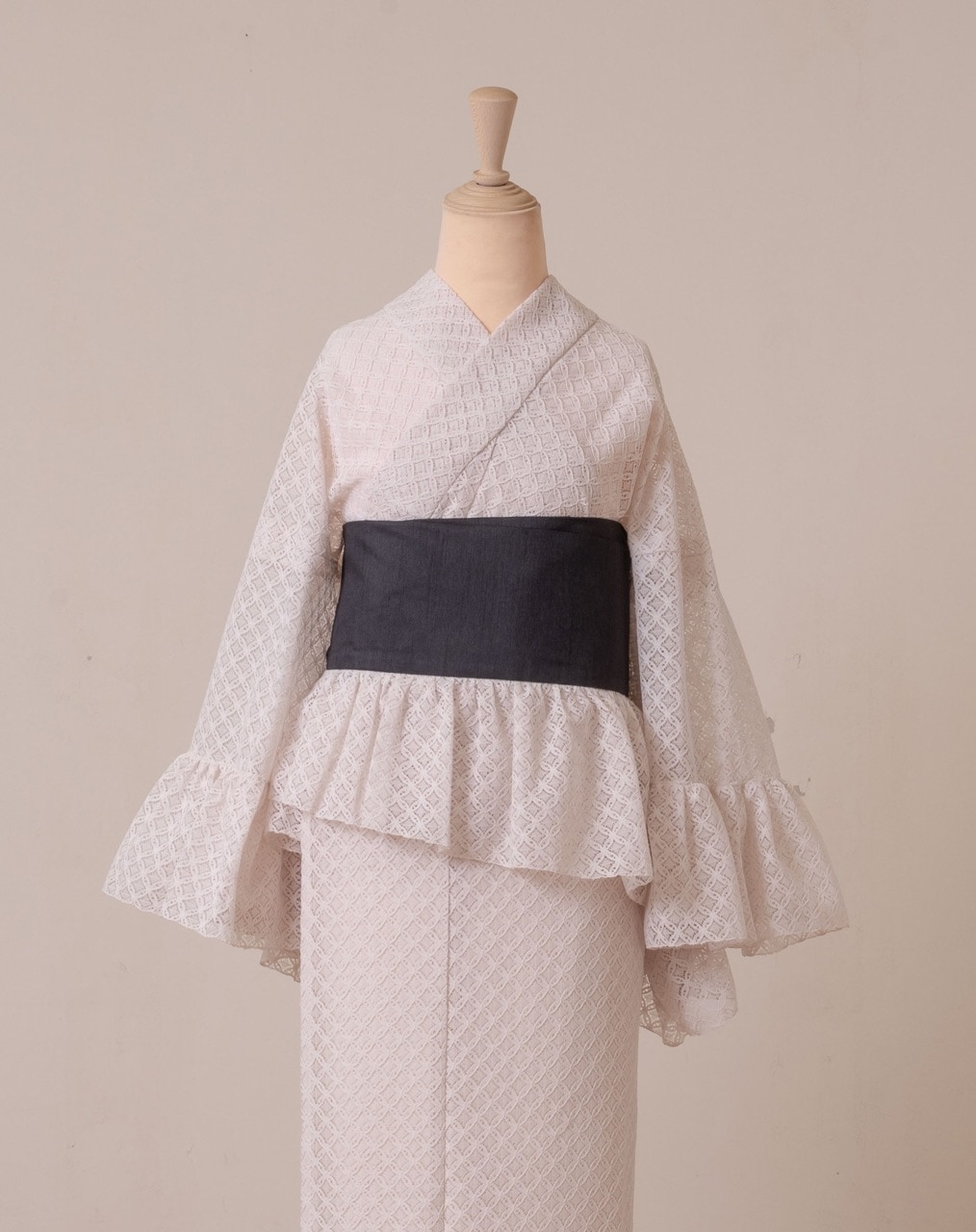 SAK-KMCFT20250613 クロス着物 フリルトップス(ラッセルレース・エクリュ)