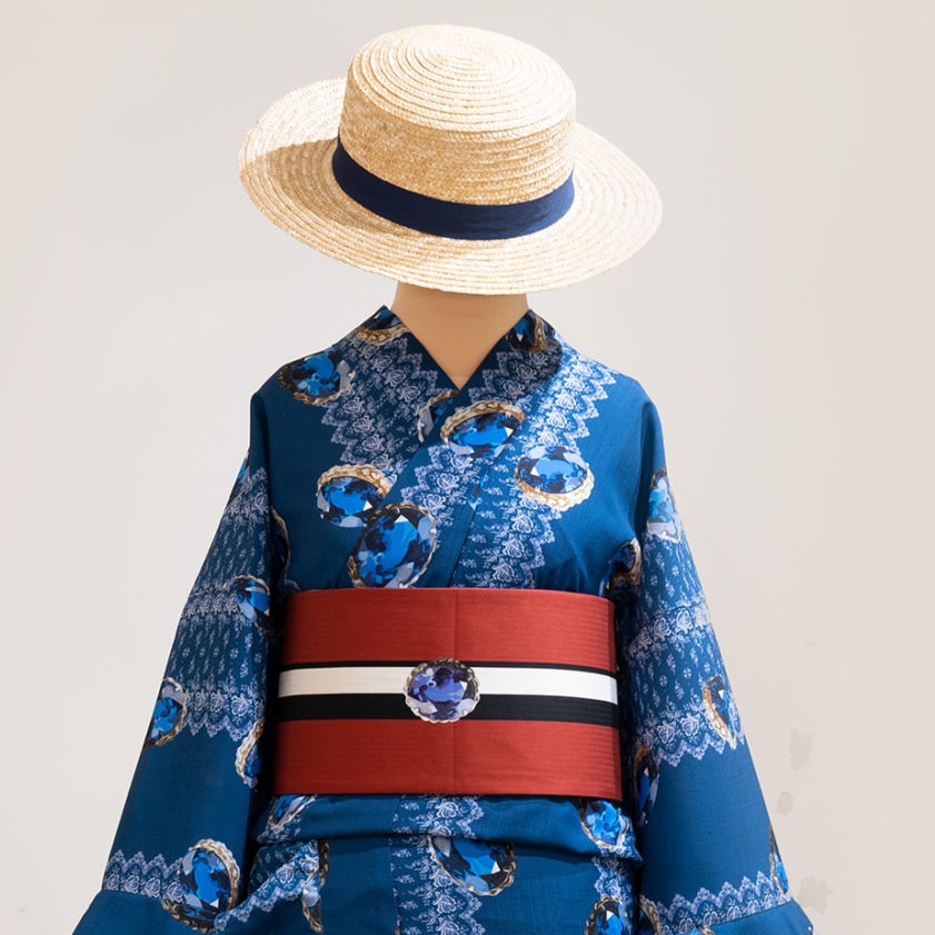 帯2 さく研究所 くつろぎ猫半幅帯 ベージュ 未使用 約388cm×16cm