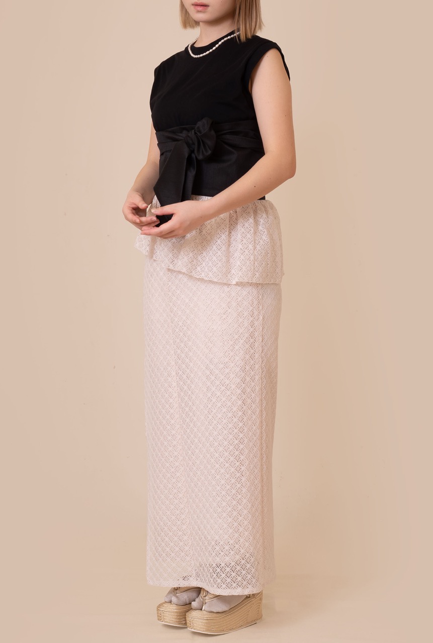 SAK-KMCFS20250613　クロス着物　フリルスカート（ラッセルレース・エクリュ）