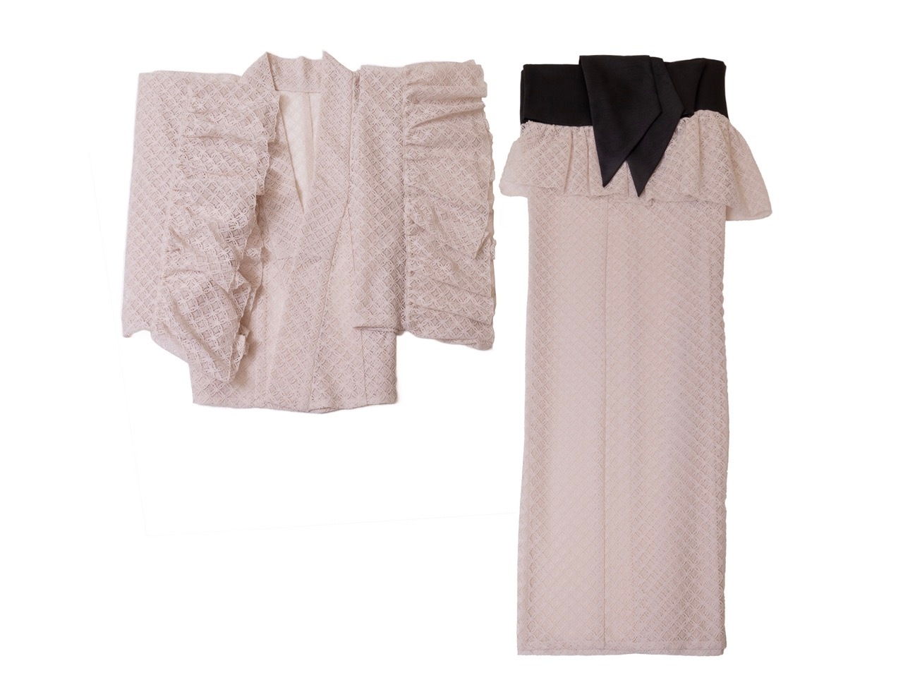 SAK-KMCFS20250613　クロス着物　フリルスカート（ラッセルレース・エクリュ）