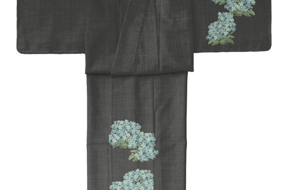 袷着物（すみれ（表：濃墨　八掛：薄茶））　SAK-RMK161011a